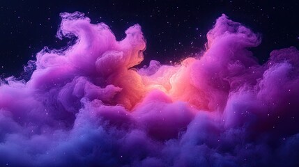 Fototapete - A vibrant, swirling cloud formation of pink and purple hues against a dark backdrop.