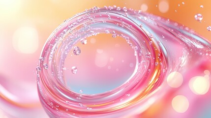 Poster - Abstract swirling liquid design with delicate bubbles.