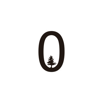 Letter 0 tree, illustration geometric symbol simple logo vector