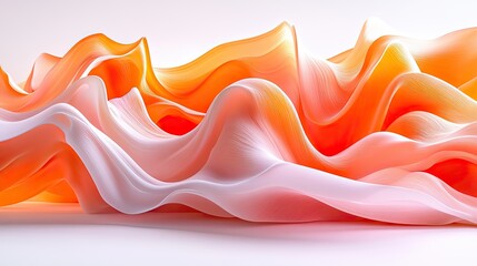 Poster - Abstract design of flowing fabrics in shades of orange and white.