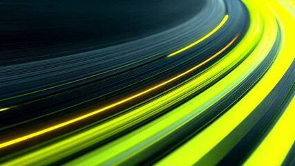 Poster - Dynamic Neon Light Tracks with Bright Yellow and Green Colors