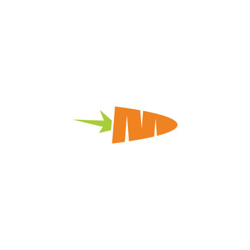 Letter M carrot geometric symbol simple logo vector