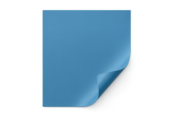 Poster - Blank blue square paper sheet with curled corner creating copy space on a transparent background