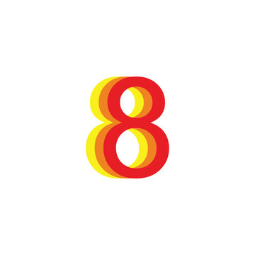 Number 8, 3d geometric symbol simple logo vector