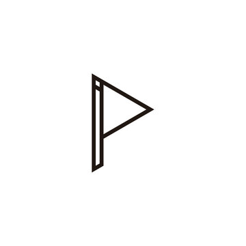 Letter ip triangle line geometric symbol simple logo vector