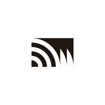Letter m signal, square geometric symbol simple logo vector