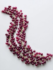 Poster - Berries Arranged in a Symmetrical Wave Shape on Clean White Background Creating a Minimalist Aesthetic