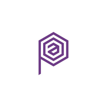 Letter a, o and p hexagon lines geometric symbol simple logo vector