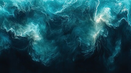 Fototapete - Abstract teal and white swirling design.