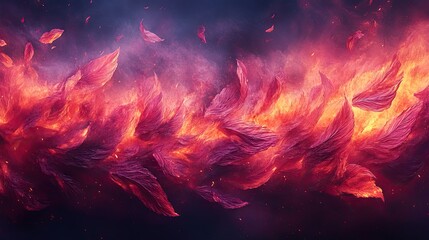 Fototapete - Abstract fiery floral design.