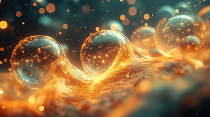 Poster - Abstract illustration of glowing spheres in motion.
