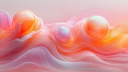 Fototapete - Abstract swirling forms in pastel colors.