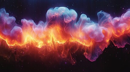 Poster - Abstract swirling forms of vibrant colors in a cosmic landscape.