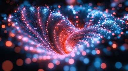 Fototapete - Abstract swirling design of glowing particles in vibrant colors.
