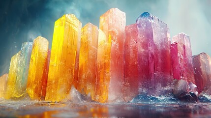 Poster - Vibrant crystals form a cityscape of vibrant hues.
