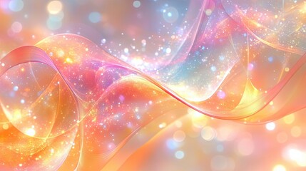 Fototapete - Abstract design with soft, flowing shapes and glowing particles.