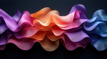 Poster - Abstract design with layered, colorful, wavy forms.