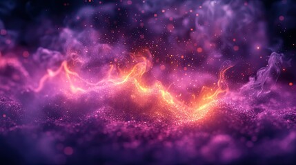 Fototapete - Abstract display of glowing particles and fire-like patterns.