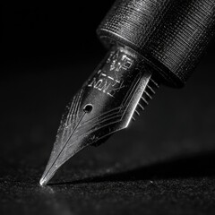 detailed close-up of a fountain pen nib with elegant design.