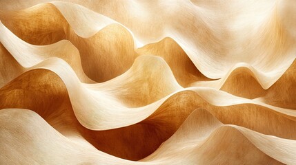 Poster - Abstract design of undulating light beige and gold tones.