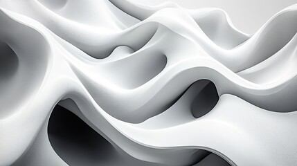 Poster - Abstract white sculpted forms in a dynamic arrangement.