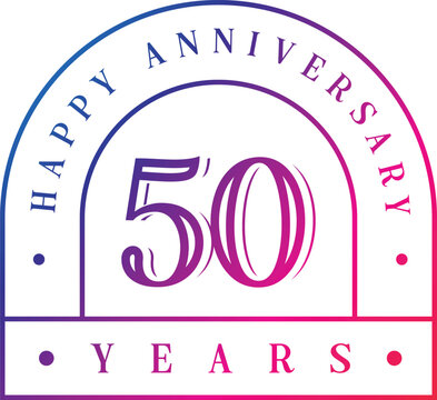 Anniversary logo template isolated, anniversary icon label, anniversary symbol stock illustration. Happy Anniversary greeting template with gold colored hand lettering.