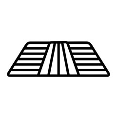 Poster - Crisp black and white line icon illustrating an abstract perspective road or pathway receding into the distance using bold geometric lines, concept for user interface elements, business strategy