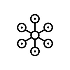 Poster - Simple linear geometric icon representing a central hub node linked radially outwards to multiple connection points, concept for digital network architectures data distribution platforms and modern