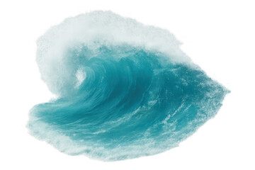 Poster - Powerful ocean wave curling and breaking, creating white foam, isolated on transparent background, ideal for compositing