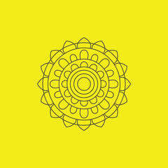 Wall Mural - abstract golden yellow floral mandala pattern background with sun ornament circles