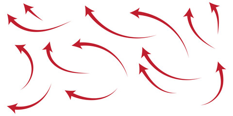 Poster - curved arrows isolated on white background. Curved arrows, hand drawn curved arrows. red curve arrow icon vector illustration