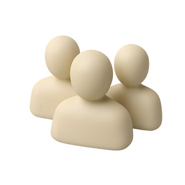 Three stylized beige figures representing a group of people isolated on transparent background