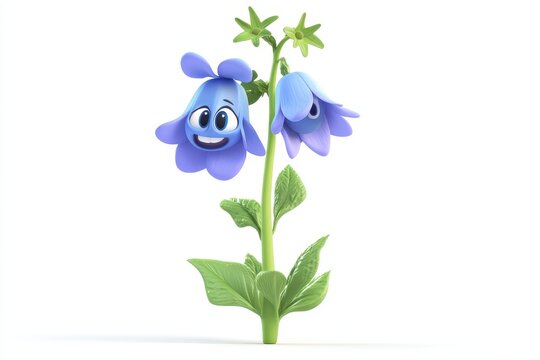 Larkspur isolated in 3d cartoon character on white background