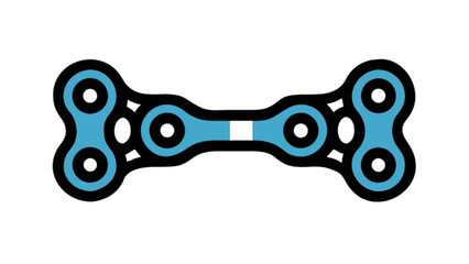 Blue chain link vector graphic for engineering solutions and industrial applications design element illustration