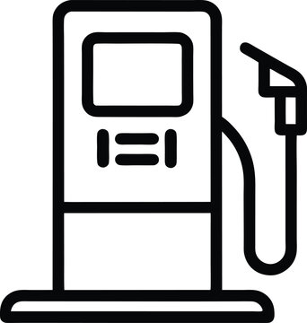 Black outline vector icon of fuel pump on white background.
