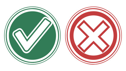 Tick and cross checkmark icons for yes/no web button choices