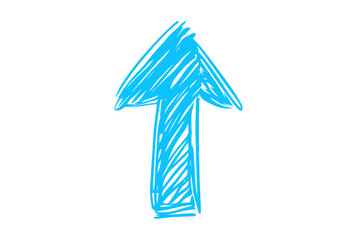 Poster - Light blue sketchy upward arrow representing growth, success concept on transparent backdrop for digital graphics