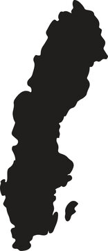 Sweden map with selected regions in black color on a white background