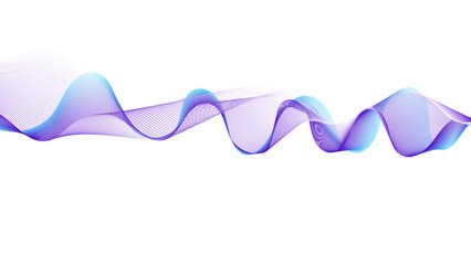 Wall Mural - a flowing, abstract wave of purple and blue. soft, transparent ribbons undulating across white.
