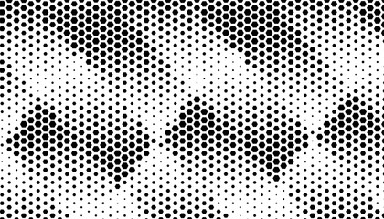 Poster - Black and white abstract halftone pattern with hexagon shape for modern background and jersey design. Fully editable vector element. Vector Format Illustration 