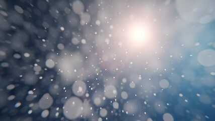 Poster - Abstract Bokeh of Light Particles and Orb Against a Soft Blue Background, Sparkling, Magical, Dreamy, Festive, Motion Background