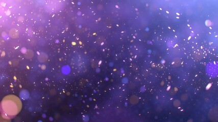 Poster - Abstract Purple Sparkling Dust Background with Bokeh Lights and Subtle Particles, Dreamy Festive Backdrop, Glowing Effect, Fantasy Atmosphere