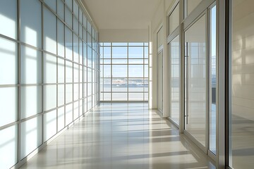Poster - interior of a modern building with white facade and glass