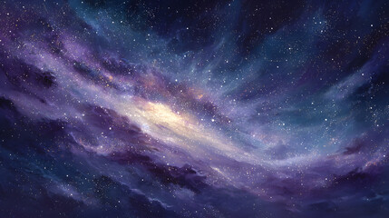 Wall Mural - beautiful fantasy starry night sky, blue and purple colorful, galaxy and aurora 4k wallpaper. cosmic