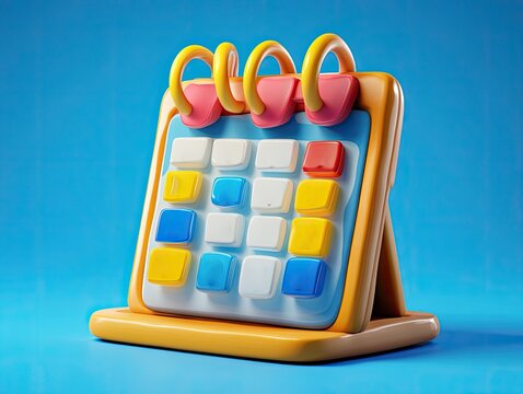 Cartoonish 3D Calendar Icon, Startup Scheduling and Time Management