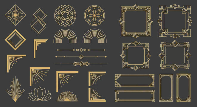 Elegant Art Deco Vector Set Geometric Frames and Design Elements for Sophisticated Creative Projects