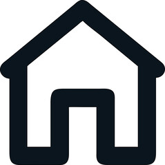 Aufkleber - Minimalist home icon in black line art on white background, perfect for real estate and app design.