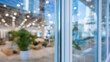 © Maksym - Double-glazed window panels with aluminum frame, close-up of edge seals, showroom blur behind