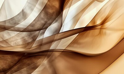 Fototapete - 
Abstract background with brown and beige colors, curved lines, flowing design, light and shadow effects,