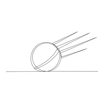 Cricket ball icon single line art drawing outline vector illustration 